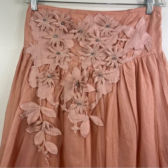 New Fairycore RYU Strapless 3D Floral Applique Rhinestone Mini Dress Large Mesh - Picture 2 of 14